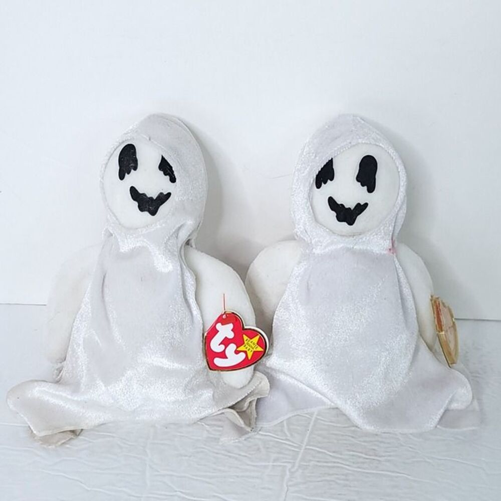 Ty Beanie Babies Sheets the Ghost 7" Beanbag Plush 1999 Halloween Lot Of 2